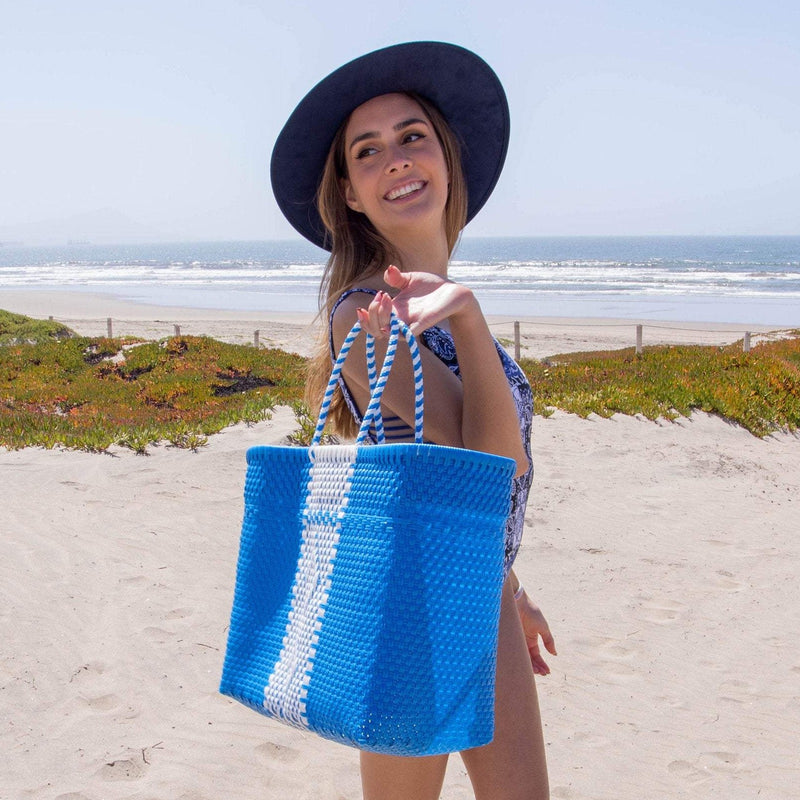 100% HANDWOVEN RECYCLED PLASTIC TOTE, Summer Bag, Beach Bag, Mexican Bag,  Oaxaca